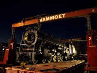 <b>Home Sweet Home.</b>  The cleanup begins after a long day for 80 year old CNR 6167, now at it's new site in Guelph's John Galt Park near the River Run Centre and Guelph Junction Railway.  The 683,000 pound locomotive made the trip from it's <a href=http://www.railpictures.ca/?attachment_id=15889>previous site</a> earlier today with the engine and tender travelling on separate belt pack operated floats from Mammoet.  The full site will be completed early in the new year, with work completed by Greenspace Groups.   The locomotive now sits on the former site of Guelph's CPR yard; originally the site of Guelph's first building, <a href=https://s3.amazonaws.com/pastperfectonline/images/museum_51/010/19714065.jpg>the Priory,</a> which would later become <a href=https://s3.amazonaws.com/pastperfectonline/images/museum_51/093/200932713.jpg>the CPR station in 1887</a> after completion of the Campellville-Guelph portion of the GJR.<br><br>Taken onsite in all required PPE with permission.  Special thanks to Greenspace Group, Mammoet, and Metrolinx for allowing today's photo ops.