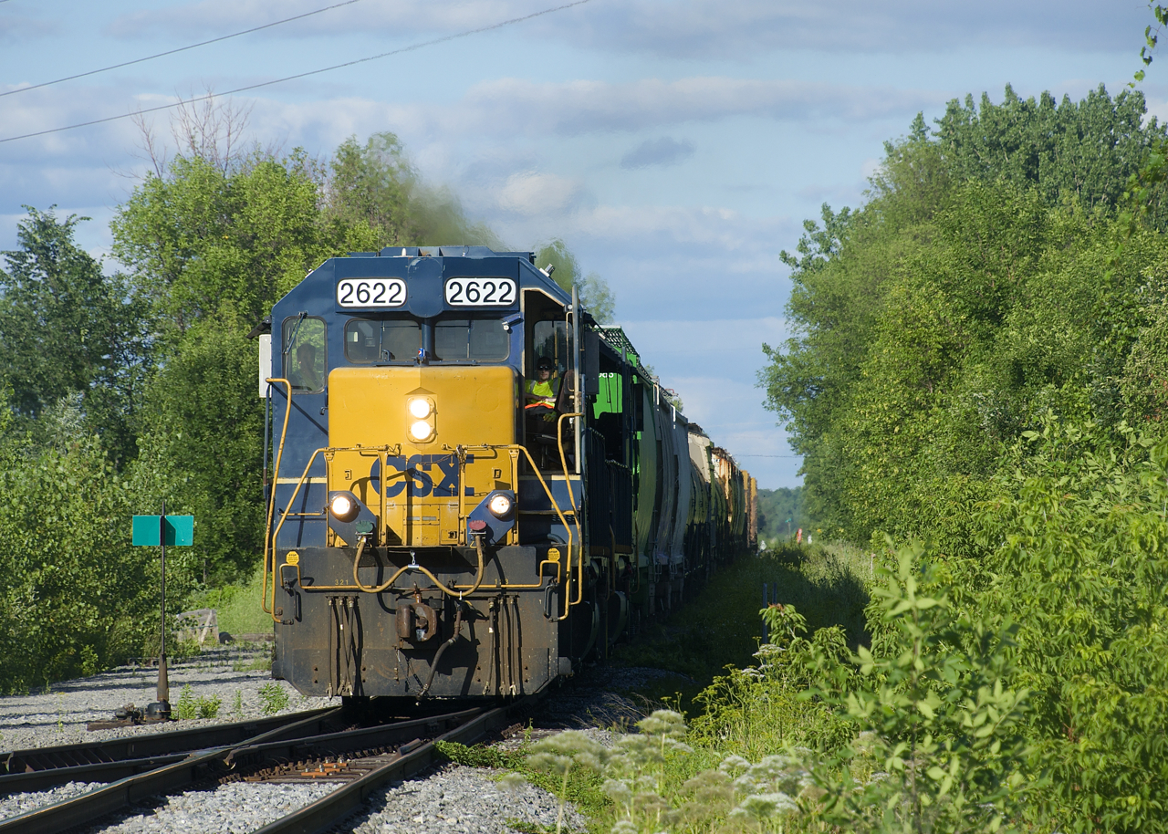 After doing some work at Cecile Jct, CSXT B786 is on its way to Dundee Feeds in Huntingdon to set off three cars.