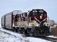 The "Woodstock" job works to assemble their train at Cami with matching RS18's 182 - 181 leading the way. They would depart for Woodstock with 17 autos, 5 hoppers, and 6 tanks