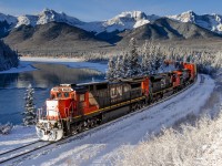 CN C40-8 2036 leads train Q102 through a winter wonderland on the Edson Sub just east of Swan Landing.