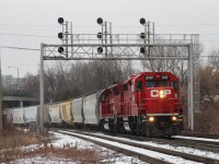 CP T14 seen passing over Royal York Avenue approaching a Medium to Slow signal on it's way back from Streetsville.