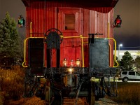 <p>A Merry Christmas and best wishes from the <a href="https://www.ghra.ca">Guelph Historical Railway Association</a>!</p>
<p>With marker lamps lit and a collection of lanterns shining, caboose 436994 poses for a night time shot. Lanterns include a 1947 Ontario Northland Railway, a 1925/30 Canadian National Railway, and two 1910 era Grand Trunk Railway lanterns. </p>
<p>436994 was built around 1928, and served until the 1980s. The caboose also served on the Dominion Atlantic Railway in the 1970s. It was given as a thank you gift to an executive of a large retail firm here in Canada, as a thank you for signing a large contract with the CPR. It was moved to a property near Mildmay, Ontario. It was acquired by the GHRA from there, and moved to Guelph where it has been restored and maintained ever since.</p>
<p>Our group also acquired <a href="http://www.railpictures.ca/?attachment_id=43257">caboose 4900</a> through a donation by the Ontario Southland Railway in August of 2020.</p>