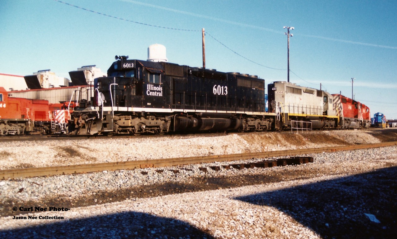 Illinois Central SD40-2 6013 was just one of the many units that Canadian Pacific was leasing during the winter of 1993-1994 seen here at their Toronto yard on Christmas Day 1993.