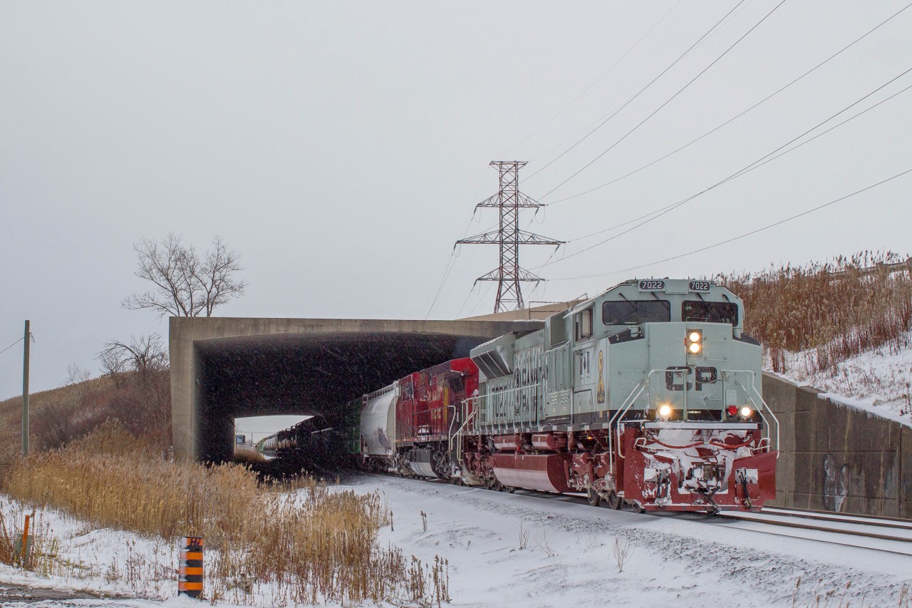 CP 235 rolled past me as it just entered Walerville JCT on the first big snowfall of this Winter.