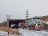 CP 235 rolled past me as it just entered Walerville JCT on the first big snowfall of this Winter.