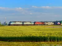 After CP closed the deal on the CMQ in June 2020 it didn't take too long for some of the SD40-2F's to roam the system, but surprisingly after a flurry of action in June they have hardly led anything around here since. These are a favourite of fans, likely on account of their uniqueness being a SD40-2 cowl, only purchased by CP and well, they continue to survive in 2020 while most other cowl's newer than them are gone (CN's SD50 and 60F's prime examples). After leaving the house at 0500 to intercept this train on a strong hunch I'd be stupid not to go out for it, and not knowing until 0545 that the CMQ's were indeed leading. I ended up landing here at 0630 and waited about 20 minutes for the train to come with this photo taken at 0647. Worth it - I'll shoot these SD40-2f's as long as they last, as Neil Young once said "long may you run". Indeed.<br><br>p.s: there's some good stuff behind the CMQ's too :) hehehe what a lashup.
