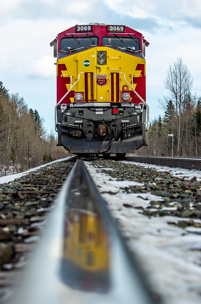 CN's Wisconsin Central heritage unit brings up the rear of Q118's train.