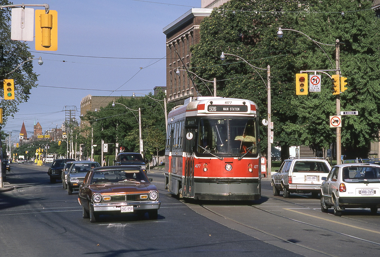 TTC 4177 is in Toronto on August 1, 1987.