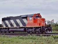 <br>
<br>
 CN 5105 is a 1969 GMD SD40 product, serial #A2364.
<br>
<br>
 Purchased in 1999 by BNSF ( 1996 merger AT&SF and BN ) renumbered  BNSF 7315. 
<br>
<br>
 In transfer service at  Thunder Bay  June 18, 1985 Kodachrome by S. Danko
<br>
<br>
 what's interesting
<br>
<br>
 seems to me that the CN SD's were primarily western motive power, uncommon in southern Ontario
 <br>
<br>
sdfourty