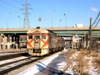 Peter Jobe photographed CP 9071 and 9061 on the westbound "Havelock Dayliner" at 8:43 A.M. on March 11, 1980 at Bayview Avenue Extension in Toronto.