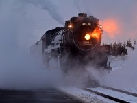 Her headlight cutting a radiant beam through clouds of her own steam, CP moves under her own power for the first time since 2013.  In preparation for her part in CP's "Holiday Train at Home" program, the locomotive was tested for a few days beforehand to ensure that there would be no issues arising from her long period in storage.  In a testament to the quality of her design and the work done by CP's steam crew in preserving her, there were no issues whatsoever and the locomotive operated flawlessly.