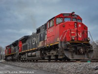 CN 2500 rests on the shop track in the Brockville yard after being dropped earlier in the day. 