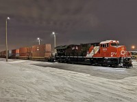 CN 3015 has arrived Walker Yard in Edmonton for fueling and a crew change on a cold January morning.