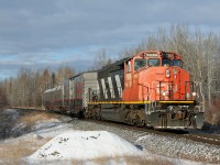 CN O 99851 25 TEST Train rolls through Wildwood on the Edson Sub