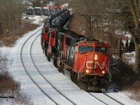 After completing it's work, a very delayed CN 434 is slowly departing Paris on the Dundas Subdivision with a trio of SD75I's that included; 5655, 5743 and 5693. 