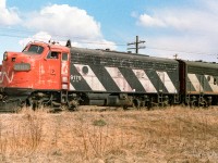 This photo goes with the one I posted earlier of the 9179. Having gathered up the loads, they are now headed out of the elevator track and will tie back onto the train. The total lack of a stripe along the bottom gives this unit a very distinctive look.