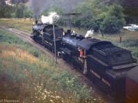 Another photo of the NRHS Buffalo Chapter fantrip over CP in July 1959: CPR D10's 1098 and 1092 head under the bridge at Cataract, travelling up the Orangeville Sub enroute to <a href=http://www.railpictures.ca/?attachment_id=28583><b>Orangeville</b></a> (approach photo <a href=http://www.railpictures.ca/?attachment_id=28108?<b>here</b></a>).