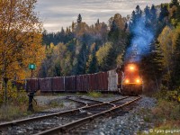 In response to Arnold's sublime 1998 take on Hawk Junction, here is a contemporary view. The difference is stark. For a few months now, word has been going around that Canadian National's former Algoma Central line is on borrowed time. On October 6th, a sobering visit to Hawk Junction confirmed the rumours -- the old Algoma Central is very much a railway on its death throes. According to the local section-men and veteran train crew aboard Hawk Jct. to Hearst local 571, traffic on the line has dwindled drastically. These days, the twice-weekly local finds the majority of its traffic between the ONR at Hearst and the CN mainline at Oba. Franz, on the other hand, is infrequently serviced with only one or two cars received/dropped-off a month. Worse yet, the south-end of the line from Hawk to Sault Ste. Marie hasn't seen the passage of a revenue freight train since April 15th. Despite these veteran railroaders doing their best to keep the mood upbeat, the air of melancholy was undeniable. These men, many of which whom have been with the company for 30 + years, are witnessing their seniority, railway, and ultimately their livelihood changing in-front of their eyes. I couldn't help but feel a knot in the pit of my stomach as these men, who have worked on this railroad since the ACR days, described their frustrations and anxieties with being bumped to the bottom of the seniority list, and essentially, forgotten. Times are indeed tough on the old Algoma Central Railway. For a brief moment, though, former glories were rekindled as EMD SD70M-2 8830 notched out of Hawk Junction with sixteen loaded log cars -- supposedly, the first time a train has departed Hawk with loads in months. While the future of the ACR remains uncertain, CN will continue to rumble along the Tracks of The Black Bear a few times a week serving communities in Northern Ontario.