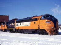 ONT 2001, 1603 and 2002 rest outside the shop on a beautiful, crisp winter day.  Gotta love the Ontario Northland.