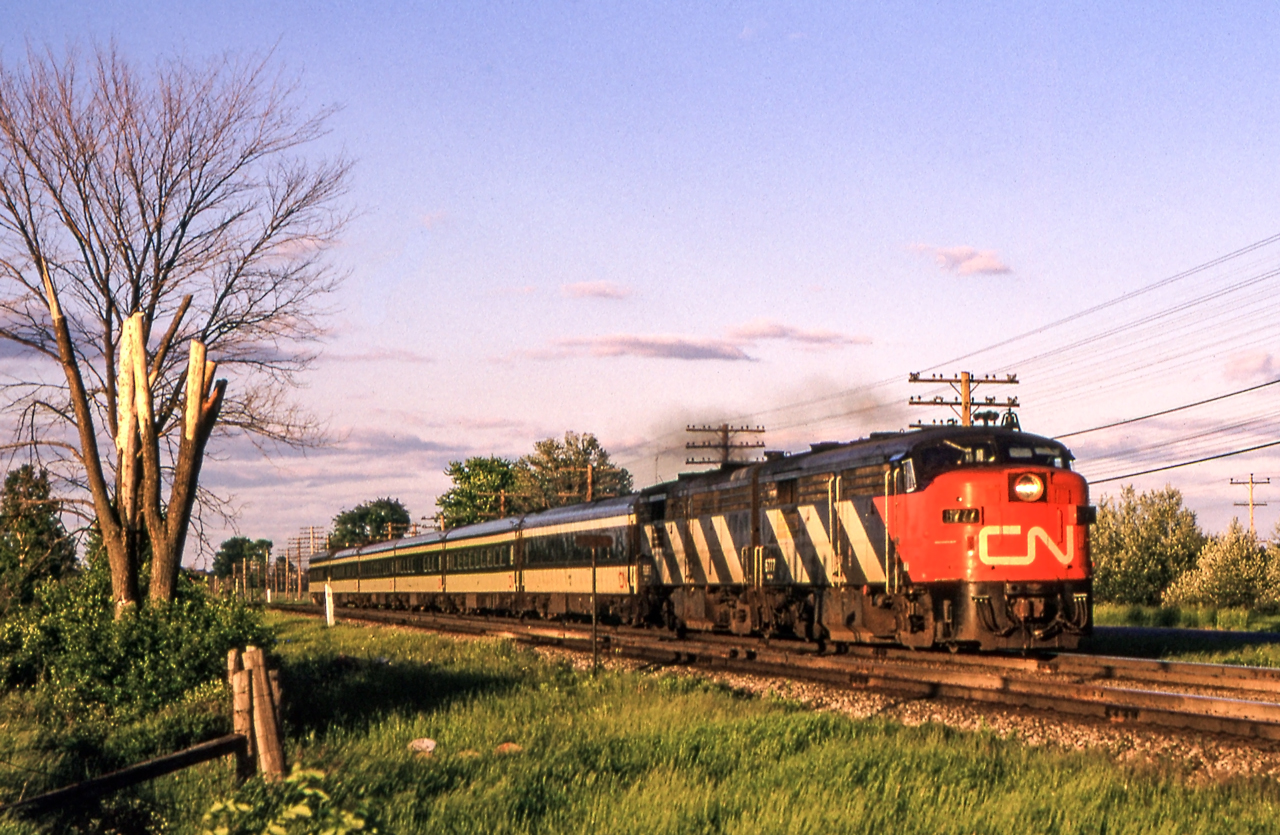 An unknown photographer caught CN 6777 westbound west of Belleville, Ontario on July 4, 1971.
Today CN 6777 is on the Cuyahoga Valley Scenic Railroad as CVSR 6777.