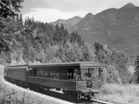 Observation car 7915 on train no. 2 at Haig.  Ogilvie mountain is visible.