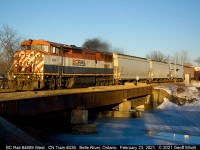 With the light getting low CN train #439 rolls over the Belle River bridge with a solo British Columbia Railway 8-40CM #4609.  As CN is slowing retiring these units it was a treat to get this in decent light.