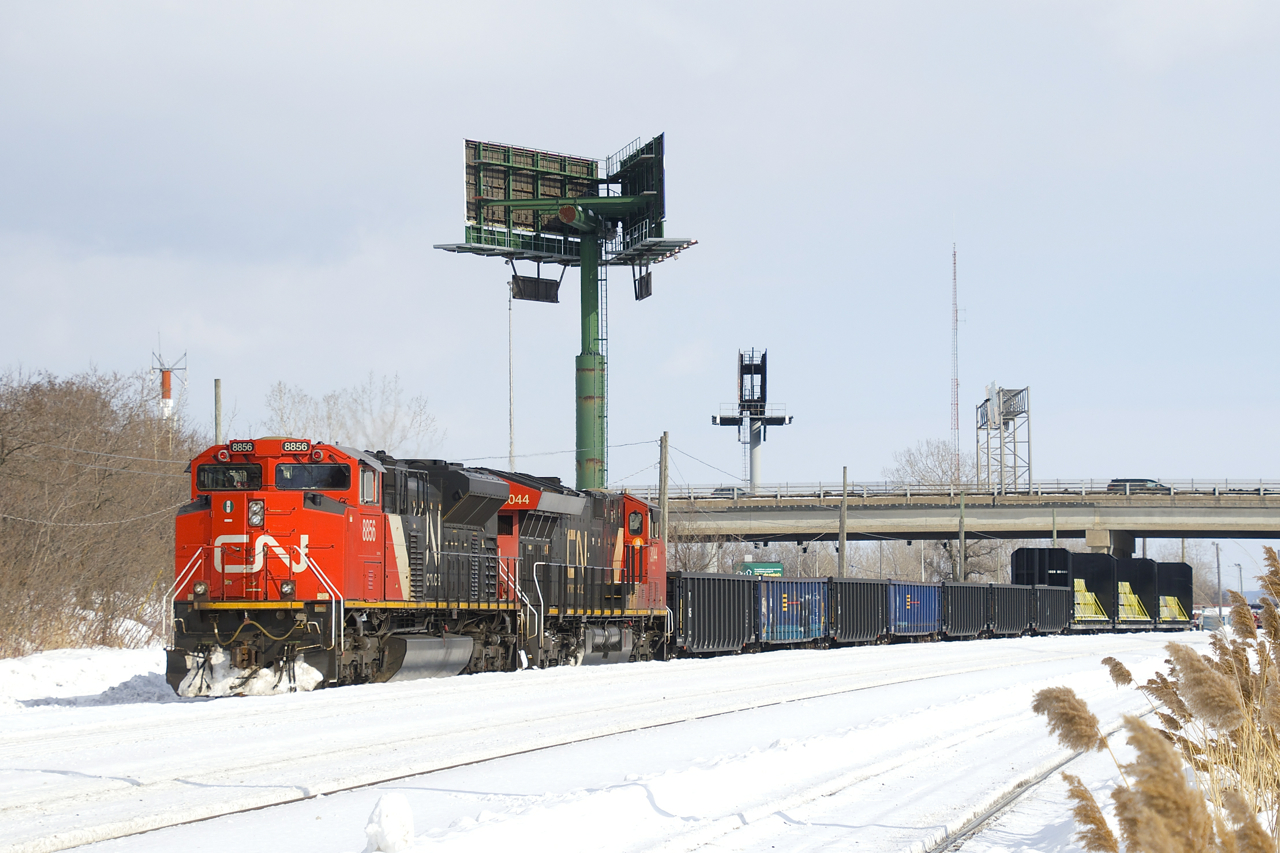 CN 527 with CN 8856 & CN 3044 is doing some moves in Southwark Yard as it puts its train together.