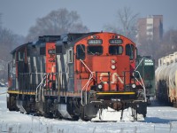 CN 4131 ( Ex NAR ) GP9u sits in some wonderful morning light in Brantford. I believe this is the last of the NAR GP9's out there? 