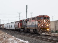 After running CN M368 to Montreal the day before, BCOL 4619 leads CN M396 through the 14th Avenue crossing sounding it's beautiful horn in Markham, Ontario.