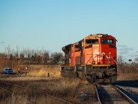 About a year or so ago (perhaps a little less than a year - exact timelines escape me) CN put Thorold Yard back into service for storage. Over this time it's largely been host a host to box cars, pellet cars, coil cars, and the pipe cars used by Welded Tube. To date, this had been one of 562's moves that had eluded me but fortunately was able to catch it before the sun disappeared behind a large cloud mass the other weekend. After moving some coils out of the way, they pulled some pellet cars out of the yard, which appeared to be for Oxy Vinyls down on the Chemical Spur.