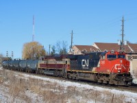 Certainly not a set of power I figured I would see passing through Streetsville. CP train 244 with over 10000 feet of train behind the power rolls eastbound with a CN Dash-9 and CP SD70ACU for motive power. It was a busy few hours with 246 lit behind and 247 not far behind 244.