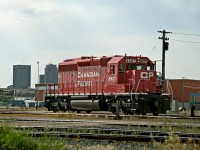 Former SOO SD-40 6607 sits on spot at the west end of Winnipeg yard just east of McPhillips street overpass and Rugby Tower
