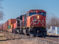 CN 120 A Intermodal Train With CN 5793 Leading This Train On CN Dundas Sub On A Nice Warm Sunny Afternoon On March 13 2021 No More Snow On Ground.