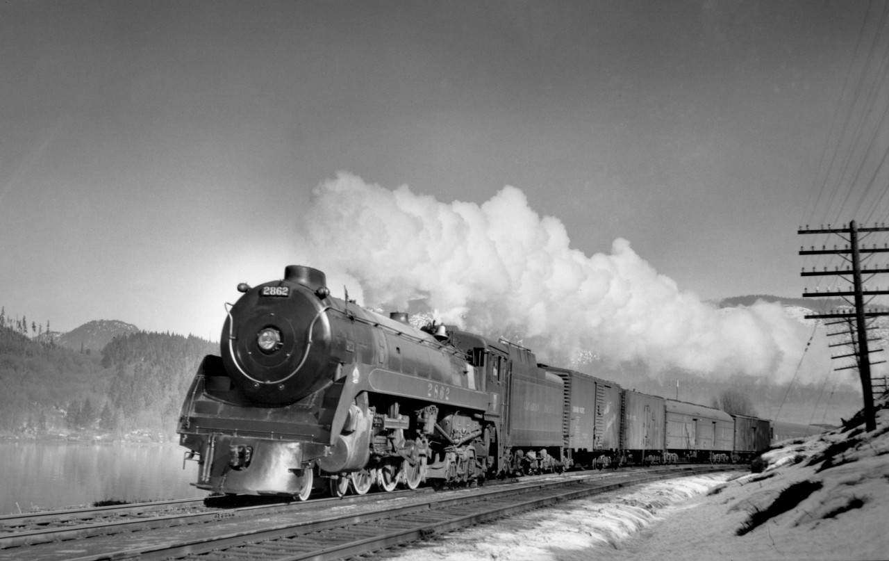 Train no. 7 with engine 2862 west of Port Moody