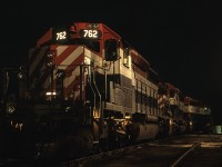 Three SD40-2s, BCR 762 758 and 757 are in the yard at Lillooet. It's hard to believe we could wander around as freely as we did back then.   