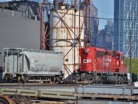 Lots going on in this shot. CP 5001 sits behind the Alyth Yard engine shops with a company pressurized discharge hopper on the left. 