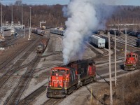 The CN 0700 yard job clears the carbon out of CN 1439 and CN 4770.  With word that the GMD-1's have been removed from the active roster, shooting CN 1439 for what could be one of my last times was a no brainer this morning.
