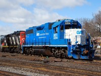 The GMTX leasers don't seem to get a lot of love from railfans.  I seem to be one of the few that like them, so when GMTX 2254 showed up in Brantford I hoped for a decent day to get a photo.  Today was the day, and again their shove back from Normerica occurred right at lunch.  The sun even cooperated.  You may not like them now, but years from now when they're gone, you'll wish you had taken more photos of them!  