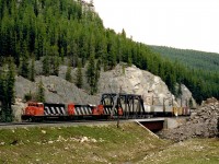 Westbound 201 just out of Jasper makes a crossing of the Miette River which it will follow to the Yellowhead Pass 