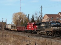 CP 244 is always a crap shoot if it will make it east of Wolverton. This day it did and was a decent size too and not bad getting a NS in the lead with a GP38 lifted along the way. Seems lately you never know what will show up on CP. Four trains in a row with foreign power. A NS, UP and BNSF. Now if we could only get a little variety in the kind of motive power, LOL. I think those days unfortunately are gone, but never the less, pretty decent variety. 