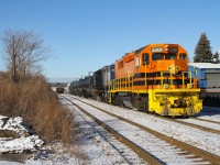 In early 2018, one of the 0700 or 0800 SOR yard jobs (corrections welcome, my notes contained everything but the ID) switches out one of the few Bunge locations in the Hamilton area on a beautiful morning. I watched these guys switch Stuart St for a bit earlier until CN 551 called out the approach to Hamilton with a trio of CN GP9RMs. They ended up running to Parkdale which I also shot, and a few other industries on the Grimsby Sub before running back to Aldershot. I then ran back into the SOR job as I slowly crept back home, and thus came this photograph. If only the GP9 led though. :) 