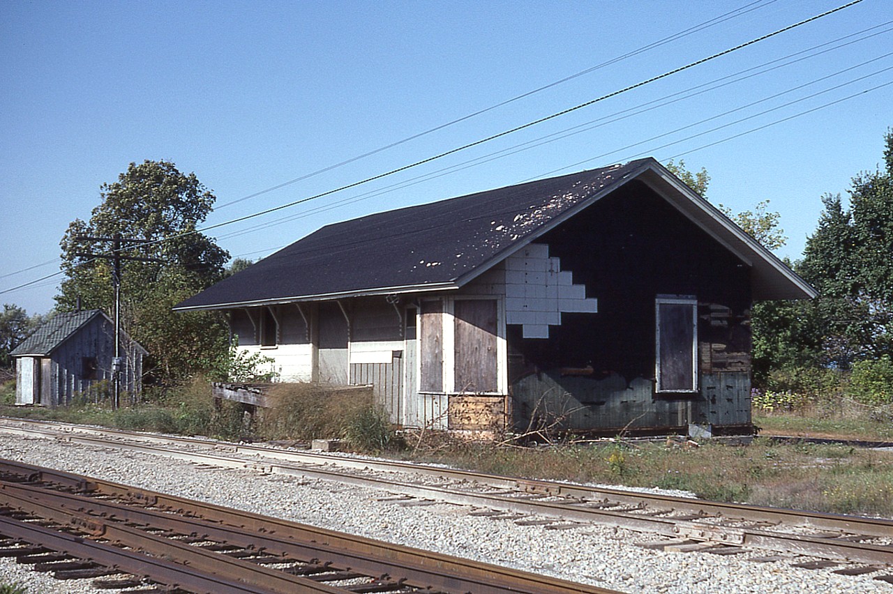 The old C&O station in the village of Merlin,closed up, boarded up and of course now long gone from this site. I am not sure if it survives as a private shed or some other capacity. Would like some info. The structure dates back to the 1890s and the Lake Erie & Detroit Rwy.