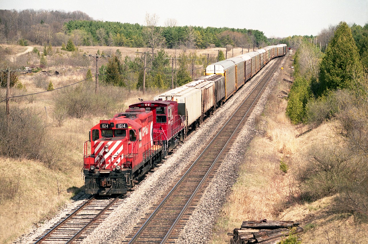 For awhile in 2010 we had a few interesting visitors as a handful of units came onto the OSR for "smart-start" installation and other modifications at the OSR Salford shop. And of course they have to test them out on the road while here. In this image, CP 1614 and 1446 (MP15AC) are seen returning toward the OSR interchange with todays traffic from CP in tow. The CP 1146 was formerly Kennecott Copper 120 and later went to GATX in 2013. I recall seeing CP 1447 in town when 1446 was around as well.