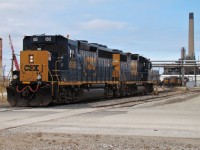 After bringing 67 cars of interchange back from CN, CSX 6505 and 2757 are seen here crossing Clifford St. before ending their day near the engine house in the background. The CSX Sarnia Sub. has some new local power, in the form of two GP40-3's numbered 6505 and 6547 (6547 is in the background sitting between GP38-2's 2570, 2799 & 2561). GP38 variants have been the main local power here for CSX for decades, so having a couple of GP40's around is certainly interesting. There's also a new customer along the line, as CSX is shipping out scrap from Ontario Hydro's Lambton Generating Station in Courtright. There were 12 Aim Recycling gons in there today, and they are supposed to be switched 2/3 times a week.