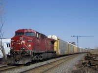 After waiting at Dorval about an hour and a half for CP 143 to depart, CP 112 is on the move as CP 8549 brings up the rear of the train.