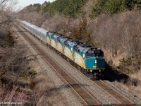 VIA 6446 is seen here leading 4 other F40s and 10 assorted budd cars on an equipment move (numbered as VIA #7) destined for either Winnipeg or Vancouver. They are seen here proceeding east through mile 21 of the CN York Sub pretty much matching the exact route and timing of The Canadian (remember that thing??). I believe this is the first time a VIA has traversed the York since they were forced to cancel the Canadian at the beginning of the COVID-19 pandemic, as all the other equipment moves VIA ran in 2020 used the Bala from its starting point instead of Doncaster. I was told that the reason they took the more sophisticated route today was due to ongoing bridge work on the Bala in the Don Valley.
