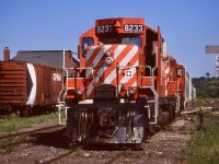 Growing up my dad had many stories about family trips up the Owen Sound subdivision. A lot of time was spent in the old witch hat station eating for a connecting train for the trip to Harriston. My college Years allowed me more time to stretch my legs and check out many of the surviving branch lines as well as those recently removed. I always wanted to spend the day following CP's "Moonlight" train but unfortunately didn't put the effort in until rumours of CP selling the line arose. Unfortunately I missed out on the MLW years but the GP9U's were still a decent catch. This day a pair of action red Geeps have made their way to Orangeville yard and have just begun switching the yard after a break in the old bunk house. The old 40 foot boxcar was a fixture in Orangeville yard for years, and it was sad when it finally disappeared. The bunk house too is unfortunately gone after being destroyed by fire after the OBRY take over. A nice new station was built not long after the fire and now sits on the site where the original station sat. The new station served the now discontinued Credit Valley Explorer tourist train for a number of years and also GO Transit bus service. It is sad to think that this line may fall silent for good by years end, and could even be ripped up if a new owner can not be found.   