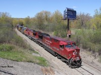 A healthy CP 246 crawls southbound into Hamilton with CP 8029-CP 8000-CSXT 929-CSXT 3063 for power. The experience was quite enjoyable - beautiful weather and a slow-moving train to make for a great chase! 