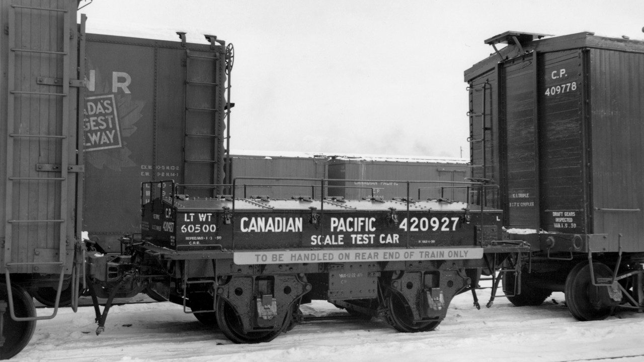 CP 420927 Scale Test car at Drake street yard, Vancouver