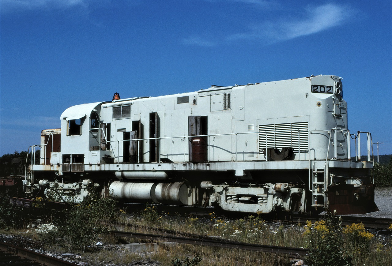 On a visit to Capreol, Ontario in August 2010, I found this unit behind the NRE shops.  The possible history of this unit is as follows: built for the Long Island Railroad in December 1963.  It was sold to Morrison Knudsen who used it on their Vermont Northern Railway, and ultimately sold to PV Commodity Limited, Calgary, AB.  Somewhere along the way, the short hood was chopped.  Any help with the confirmation of the unit's history and ultimate disposition would be appreciated.